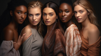 Obraz premium Photo of young attractive diverse women