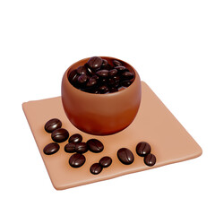 3d realistic coffee shop illustration isolated on transparent background