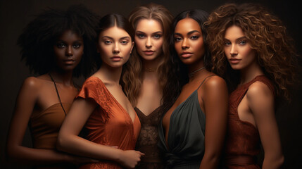 Obraz premium Photo of young attractive diverse women