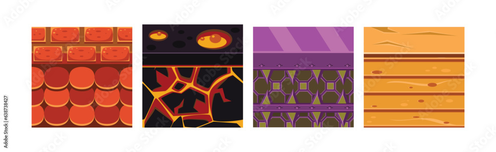 Poster textures for game platformers square icon vector set