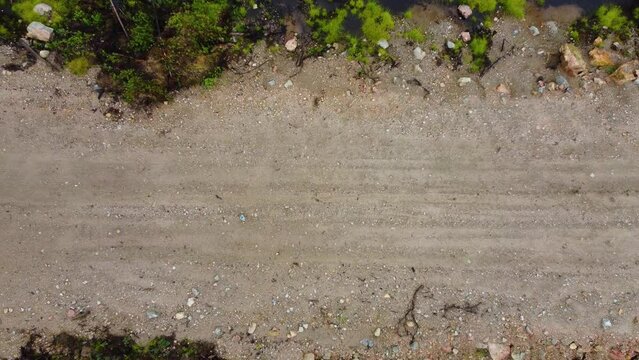 Post-fire recovery from wildfire in Quebec, Canada. Aerial topdown