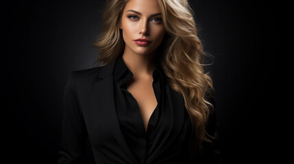 Fototapeta premium young attractive businesswomen in black suite