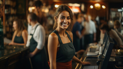 Fototapeta premium young attractive waitress