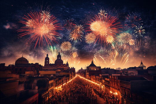 Fototapeta Fireworks for Mexican Independence Day 1