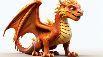 Naklejka premium Сute dragon clipart 3d render, isolated, ai technology