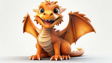 Сute dragon clipart 3d render, isolated, ai technology