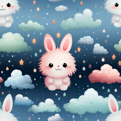 Cute Bunnies Seamless Pattern background