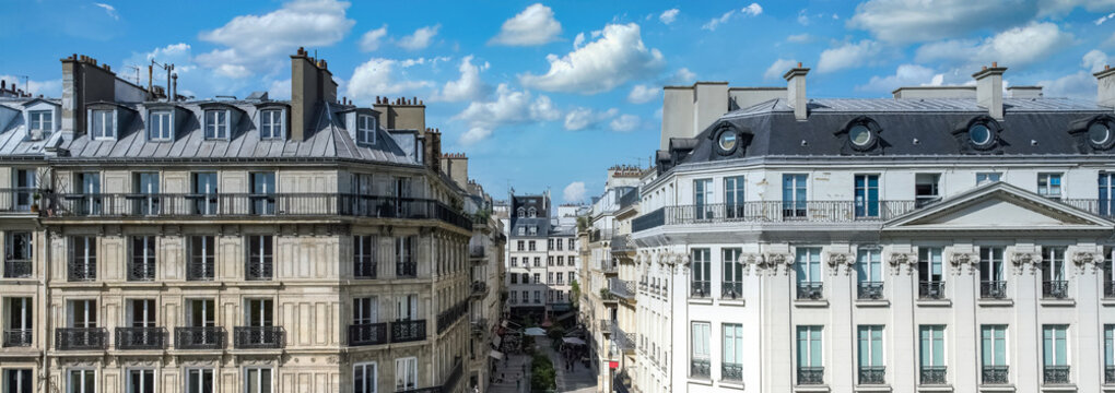 Paris, beautiful buildings rue de Rivoli, in the historic center
