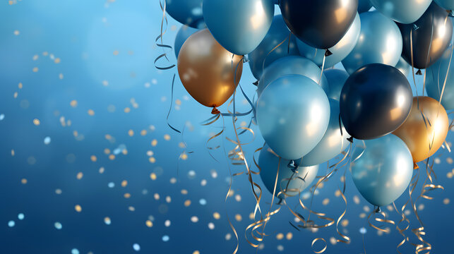 Perty balloons with sparkles high detailed background. Celebration, holiday, birthday party.