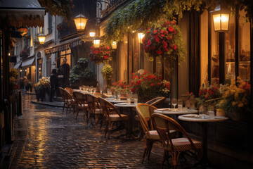 Fototapeta na wymiar Paris's cozy restaurants on background