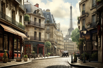 Naklejka premium old paris france on background