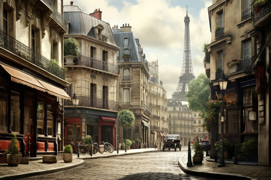 old paris france on background