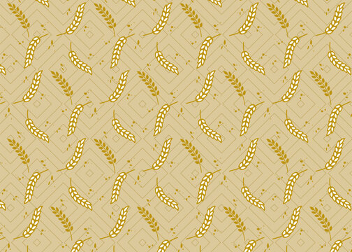 Wheat seamless pattern. Vector seamless pattern with of wheat. Patern Background for bakery package, bread products. Pro vector