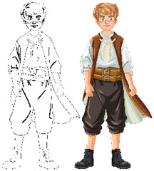 Man in Medieval Villager Outfit