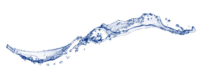 抽象的な青い波と水しぶきの3dイラスト