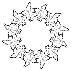 Hand Drawn Christmas Wreath design for print or use as poster, flyer or Invitation card