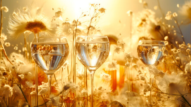 Champagner Glas am Feiertag. Generiert mit KI