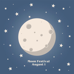 Vector design Moon Festival August 1