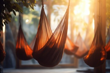 Yoga in hammocks