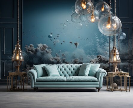 surreal modern living room with sofa