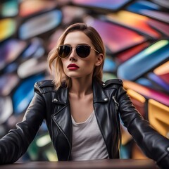 fashion model posing in sunglasses