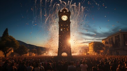 İzmir Clock Tower Celebration: Vibrant festivities unfold around the iconic Clock Tower, capturing the essence of the moment.