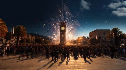 Joyful Gathering at İzmir Clock Tower: Celebratory spirits fill the air as the Clock Tower becomes the heart of a lively event.