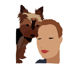 Vector drawing of a Yorkshire Terrier puppy. A sketch of a lying little dog