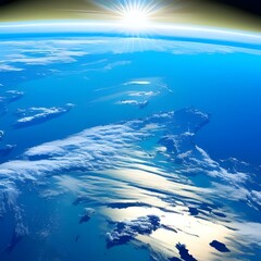 宇宙船から見た青くて美しい地球 H