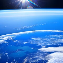 宇宙船から見た青くて美しい地球 D