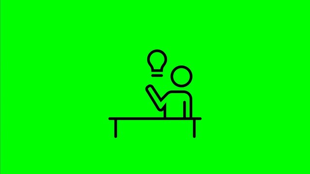 people sitting and looking for ideas.Animation of icon business with white background and green screen