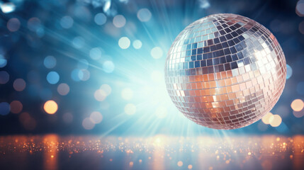 Fototapeta na wymiar Mirror Ball Disco Lights Club Dance Party Glitter Background