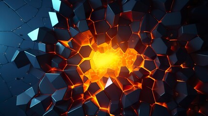 Abstract geometric background. Explosion power design with the crushing surface. 3d illustration. 