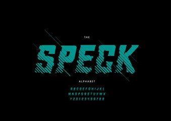 Vector of stylized modern font and alphabet	