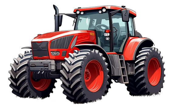 Agricultural Towing Tractor For Farming Against A White Background