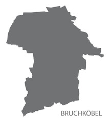 Naklejka premium Bruchköbel German city map grey illustration silhouette shape