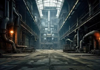 Foto op Canvas abandoned factory interior of an abandoned factory with pipes and rusty metal structures © Светлана Канунникова