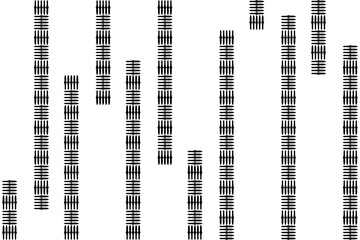 Fototapeta premium Geometric of dash tile pattern. Design random tile black on white background. Design print for illustration, textile, texture, wallpaper, carpet, background. Set 7