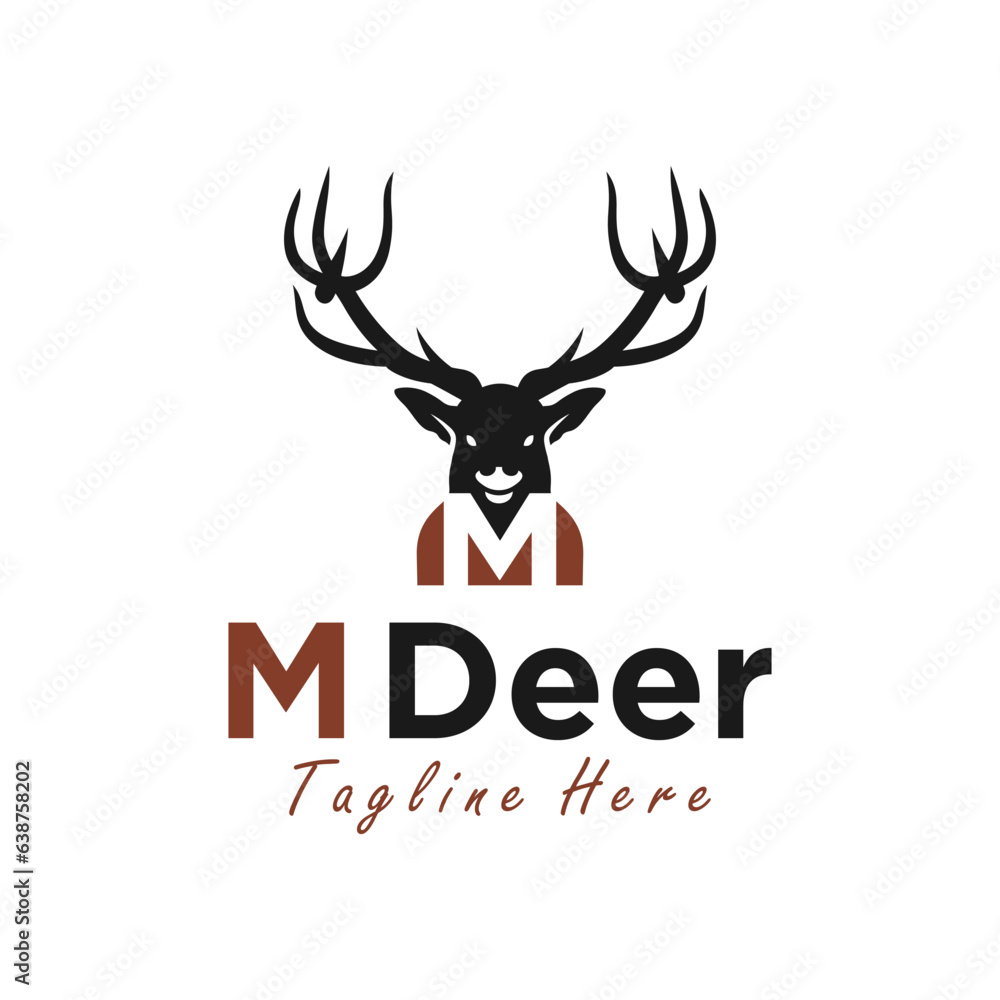 Canvas Prints deer vector logo with letter M