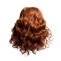 Naklejka premium Red human female hair with curl of hair as wig isolated on white created with Generative AI