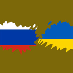 Vector illustration of Russian and Ukrainian flags in brush style. This vector is perfect for backgrounds, wallpapers, stickers and templates, etc.