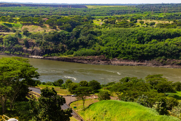 Itaipu hydroelectric dam Parana river views Iguacu Brazil Paraguay