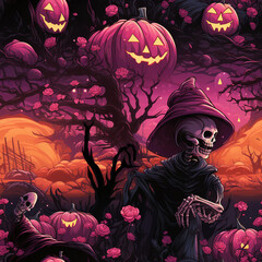 Spooky Halloween Seamless Background Pattern