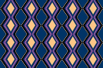 Ethnic fabric pattern, dark blue background.