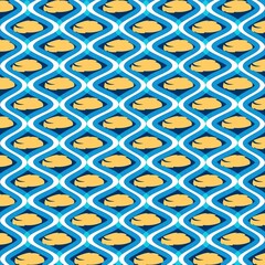 White, yellow, navy blue background.