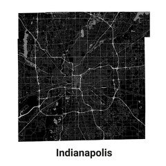 Black Indianapolis city map, administrative area