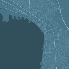 Thessaloniki map, blue poster