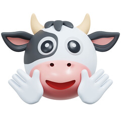 friendly face cow emoticon 3d illustration