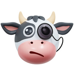 Naklejka premium suspicious cow emoticon 3d illustration