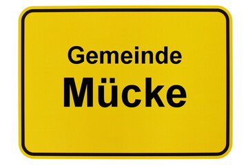 Illustration eines Ortsschildes der Gemeinde Mücke in Hessen